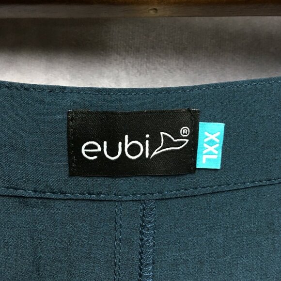 Eubi Mens Shorts size XXL Fitness Active Poly Stretch Pockets Stretch Blue Green - Picture 3 of 12